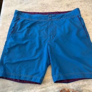 Robert Graham Mens Blue Coupe Classique Ripstop Board Shorts Swim Trunks Size 34